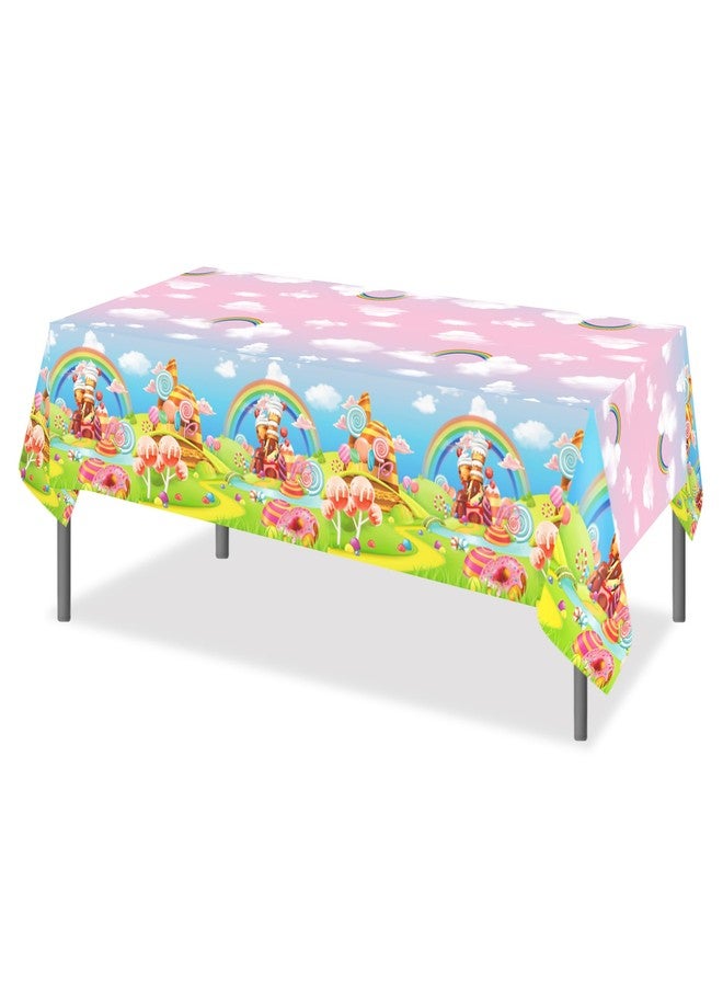 Lide Road 2 Pcs Lollipop Party Tablecloth Candy Land Tablecloths Candyland Themed Party Decoration Supplies Disposable Plastic Tablecloth Candy Castle Table Covers for Two Sweet Birthday Decoration,54 x 87In - Image 2